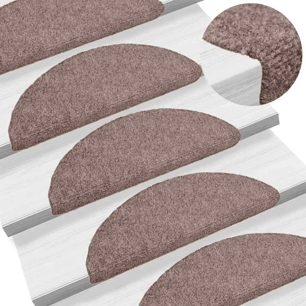 Tapis de marches antidérapants demi-rond 56x17x3 cm lot de 20 brun clair