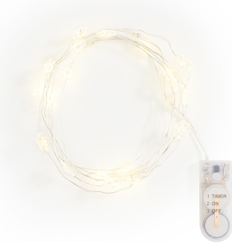 VBS Micro LED Lichterkette Schneeflocke, batteriebetrieben, mit Timer