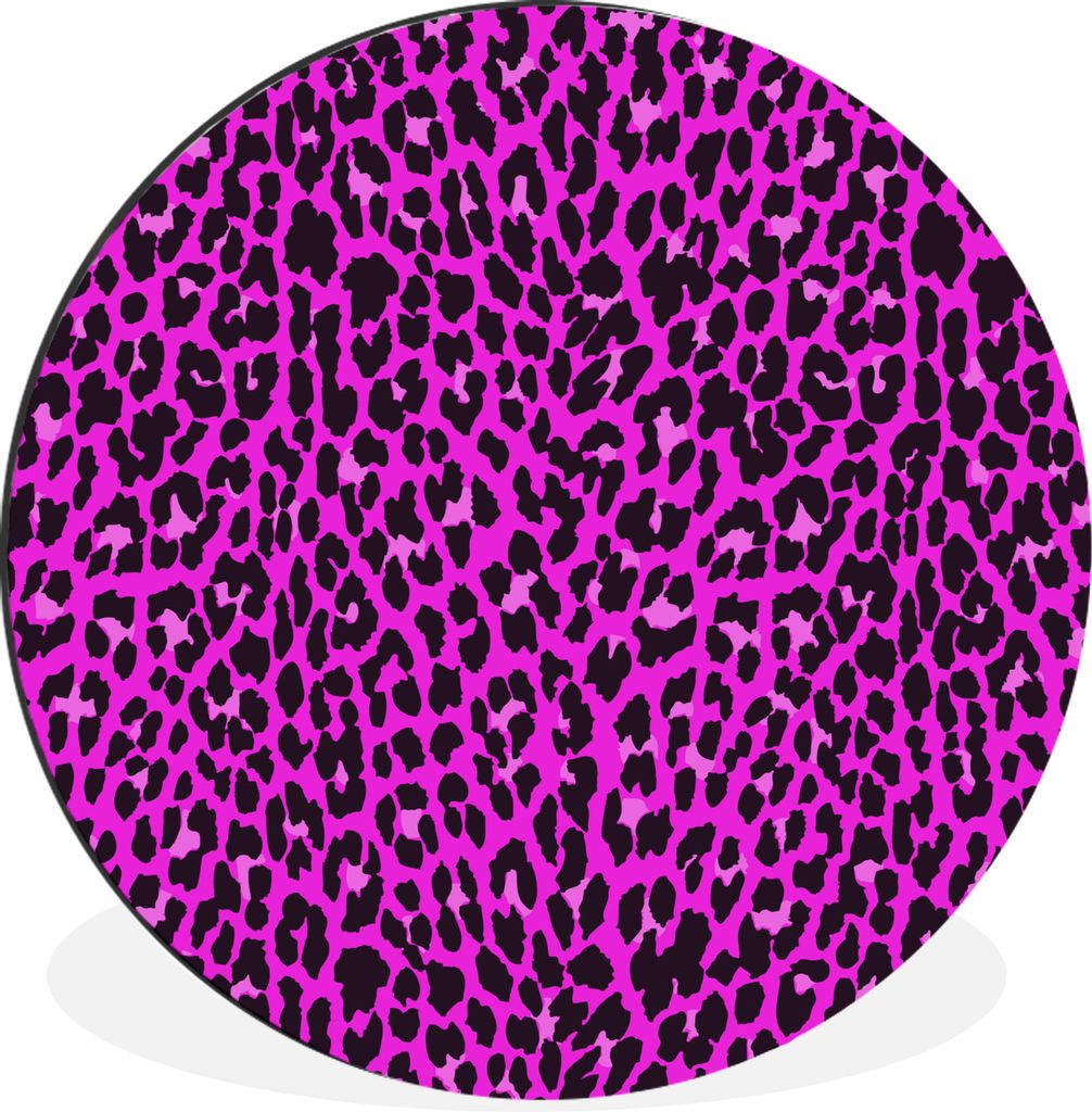 MuchoWow Aluminium Wandkreis Leopardenmuster - Muster - Rosa Ø 30 cm Wanddeko Modern Wohnzimmer - Wand Bild - Wohnzimmer - Runde Bilder - Alubil...