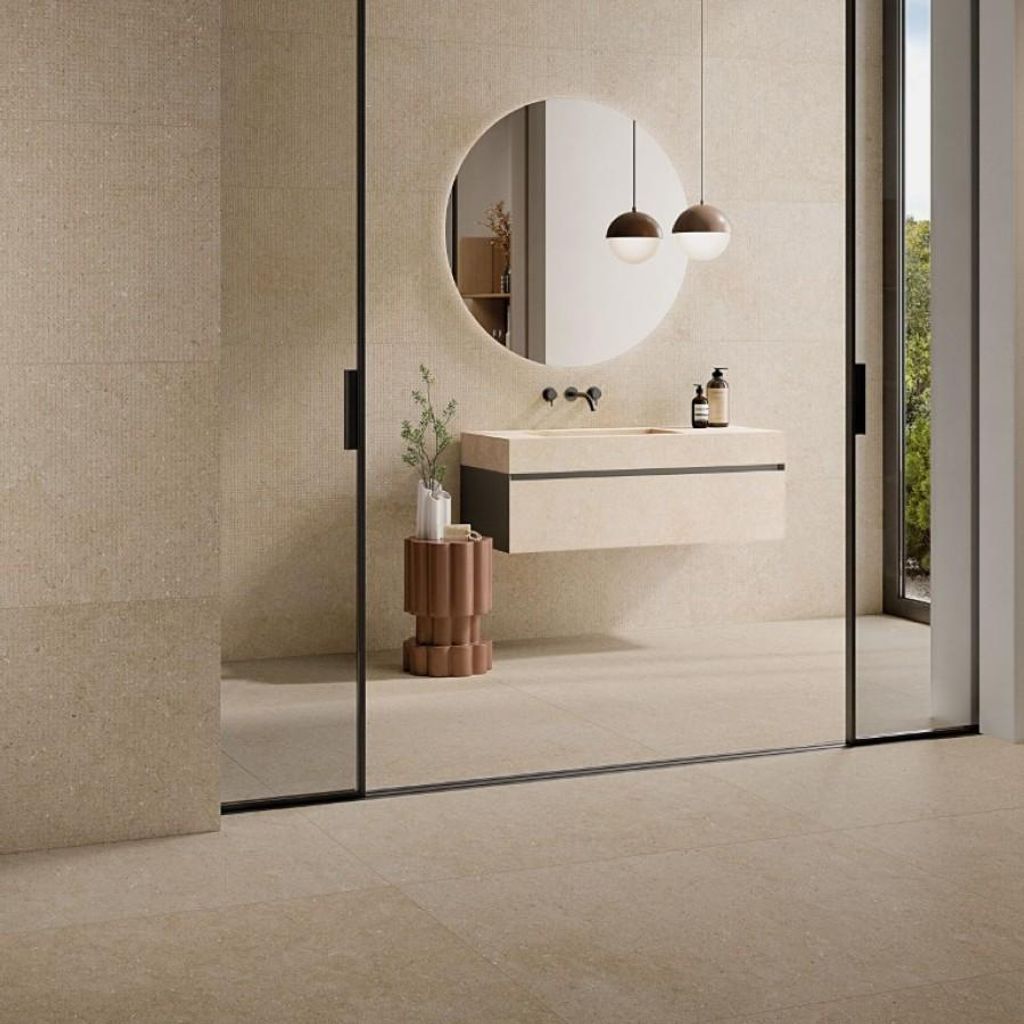 Fliesen Steinoptik Beige 120x120 cm CASA39 La Fabbrica Ava Moon Cream
