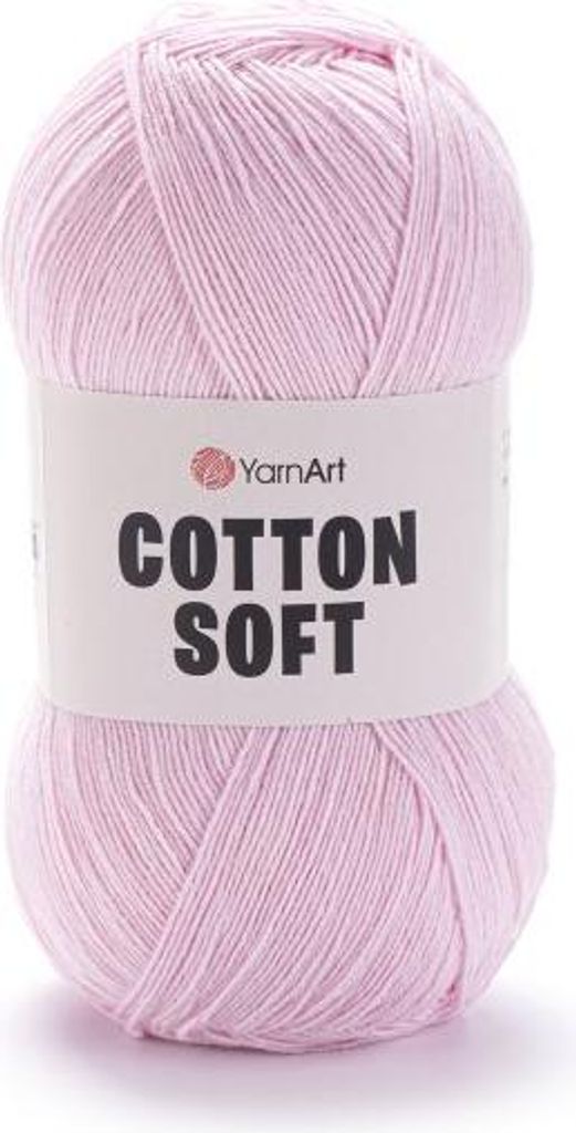YarnArt Baumwolle Soft 74 Pastellrosa - Weiche und langlebige 600m Wolle, ideal für Babykleidung.