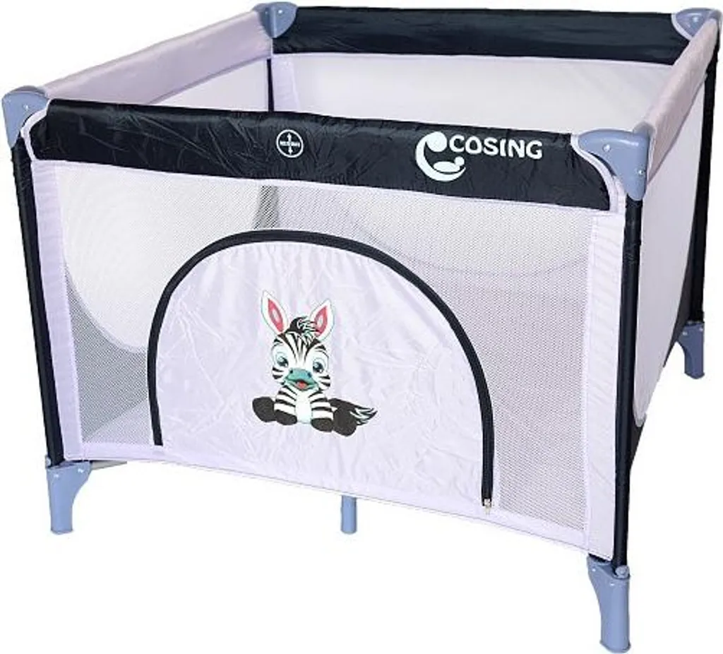 Parc de voyage bébé pliable COSING EMA sécurisé gris zèbre