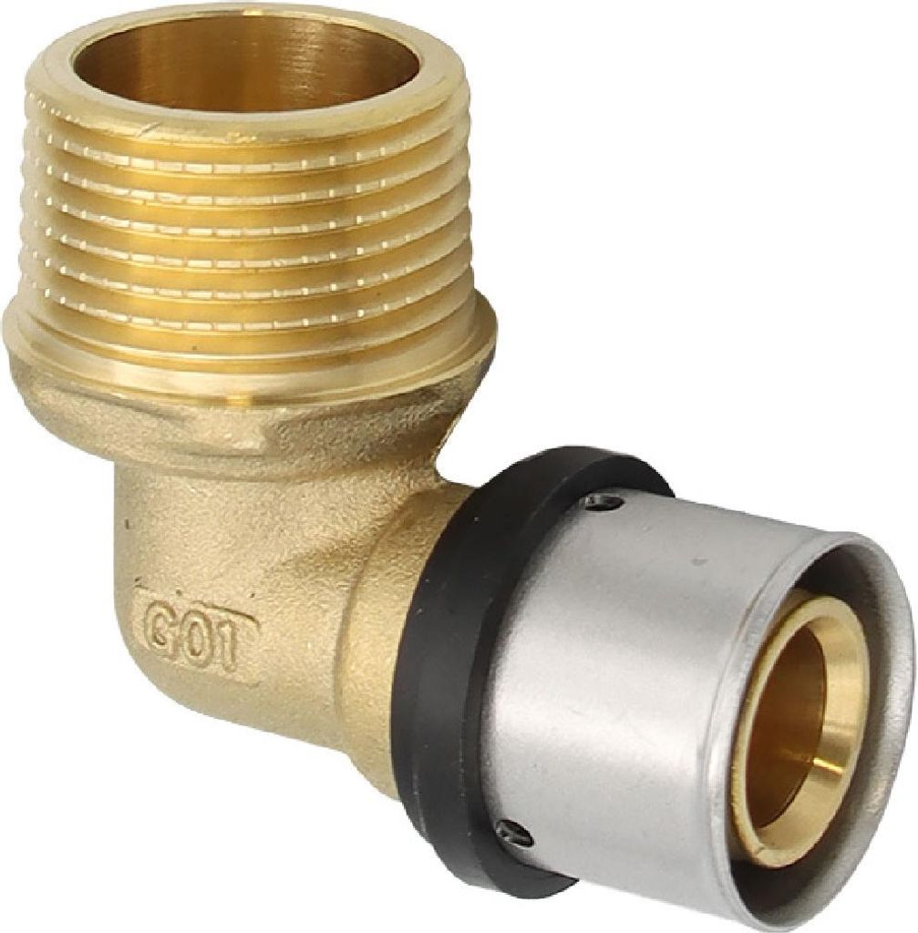 Pressfitting Winkel Übergang 26x3 mm 1 Zoll AG TH Kontur Produktbild 