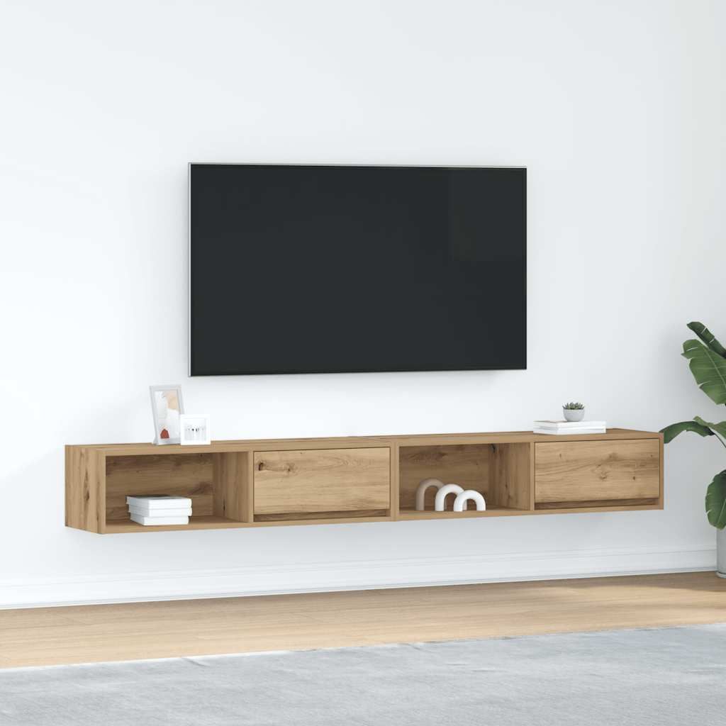 (Robust Möbel) TV-Schränke 2er-set für Wohnzimmer - elegantes Design - TV-Lowboard -Artisan-Eiche 100x31x25,5cm Holzwerkstoff - TV-Schränke...