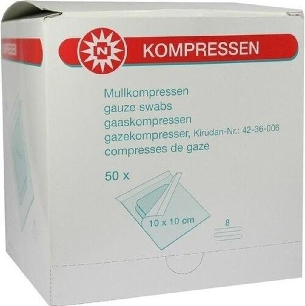 Mullcompressen, 10x10 cm, steriel, 8 stuks Productafbeelding 