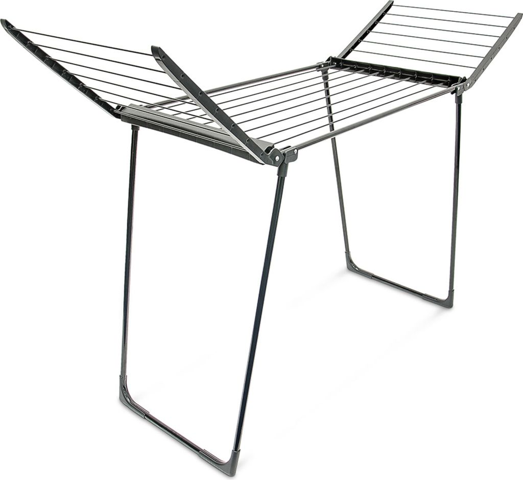 Relaxdays Standtrockner, klappbar, 13 m Wäscheleine, HxBxT: 104 x 169 x 54,5 cm, wetterfester Wäschetrockner, schwarz