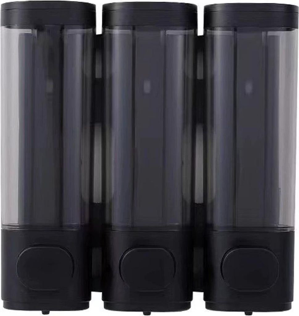 3er Set Seifenspender Wandmontage 300ml Ohne Bohren für Waschbecken Badezimmer Duschgel Shampoo Schwarz