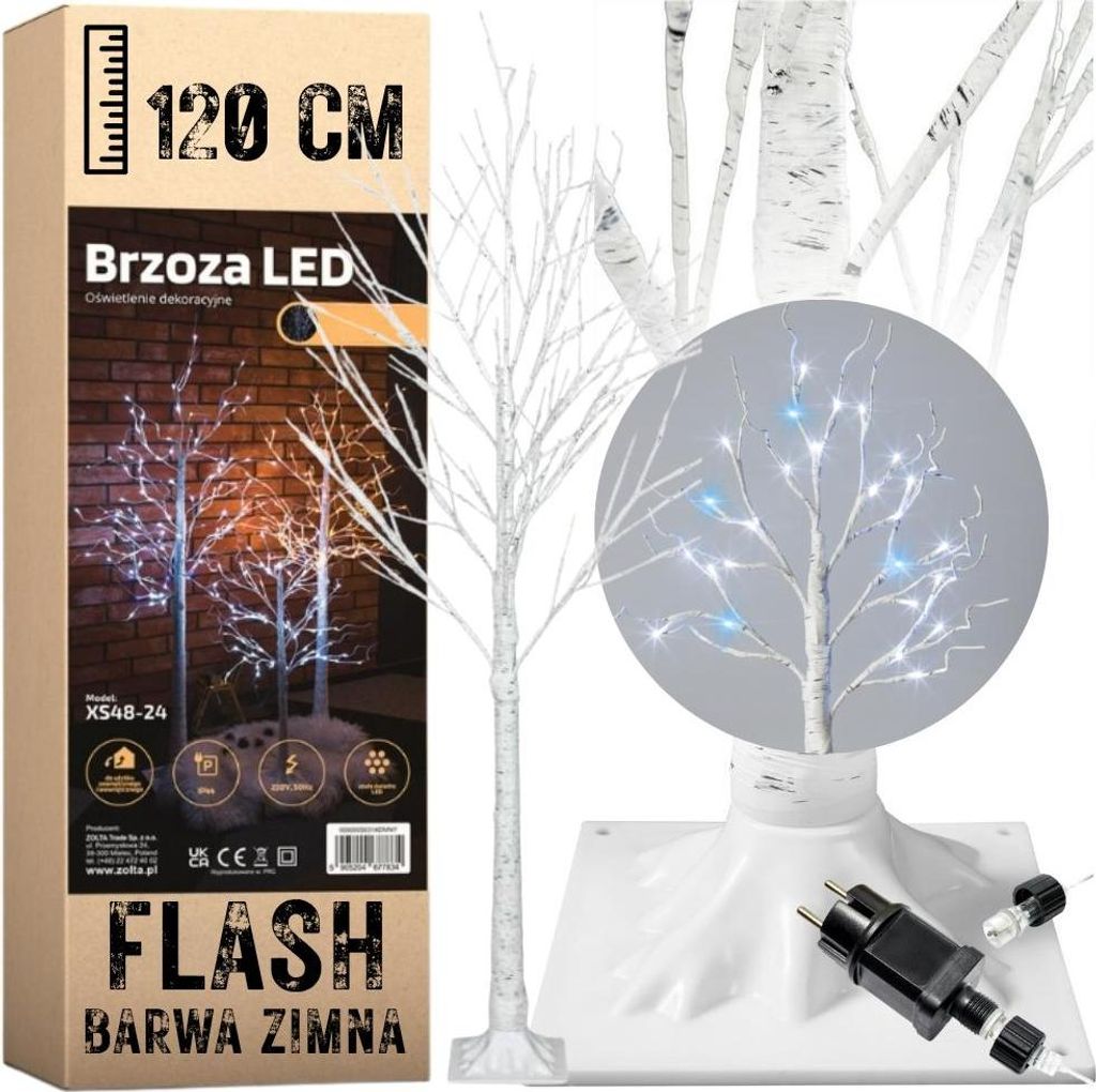BRZOZA LED DRZEWKO FLASH ŚWIĄTECZNE DEKORACJA BOŻE Zdjęcie produktu 