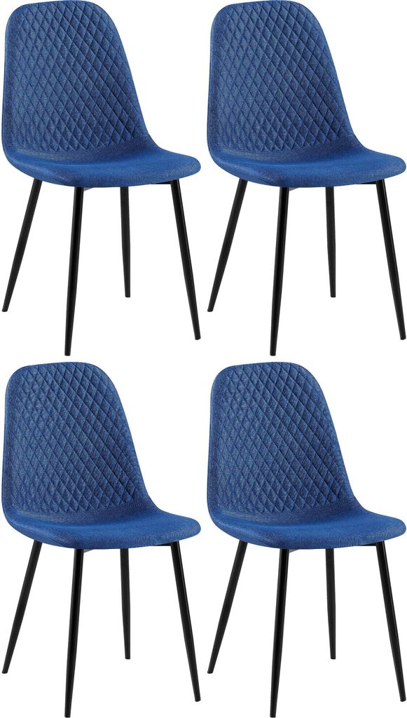 CLP 4er Set Stühle Giverny mit Ziernähten blau Material Produktbild 