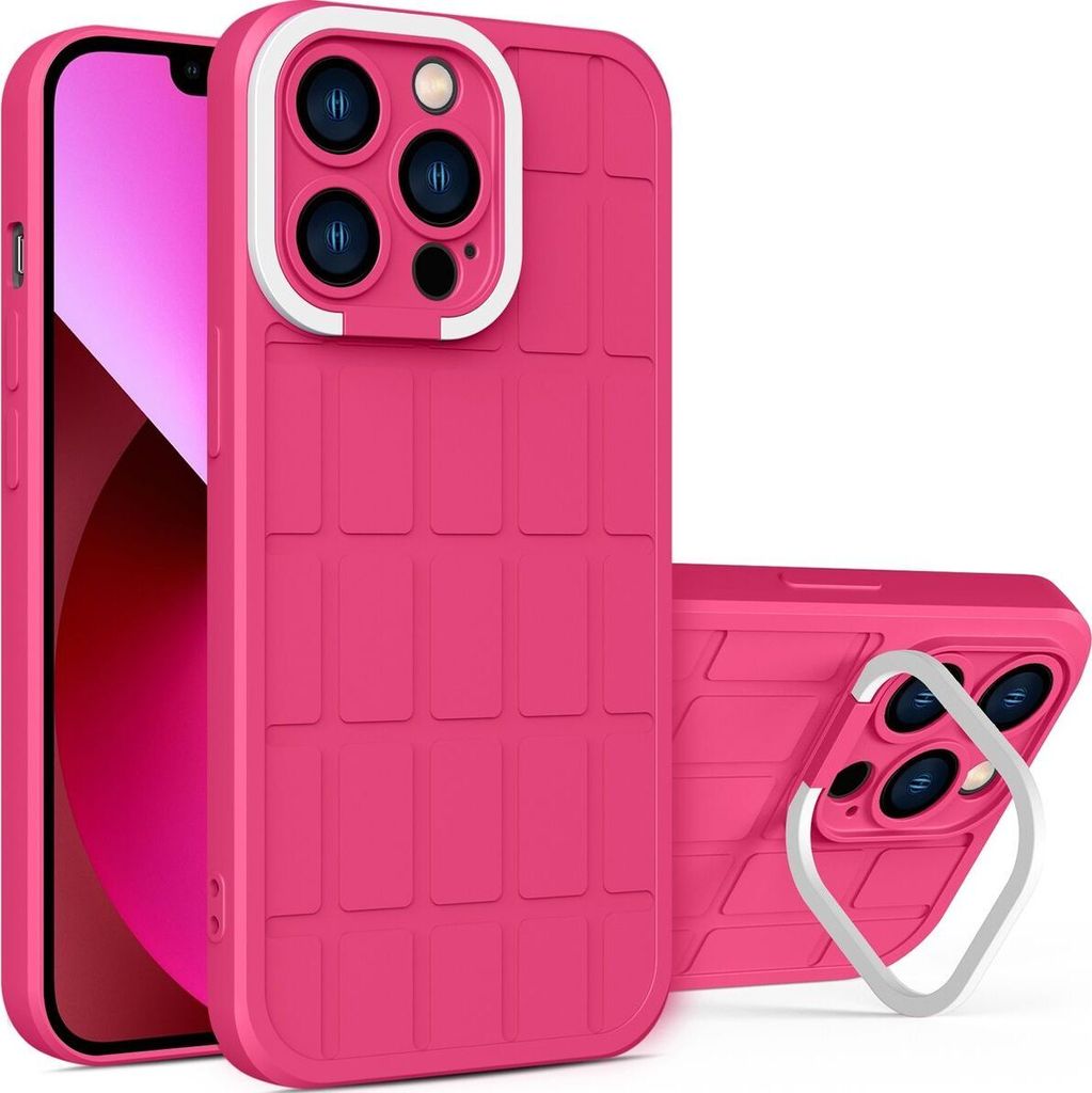 Mobigear Cube iPhone 14 Plus Hülle Hardcase Backcover mit Ständer - Magenta