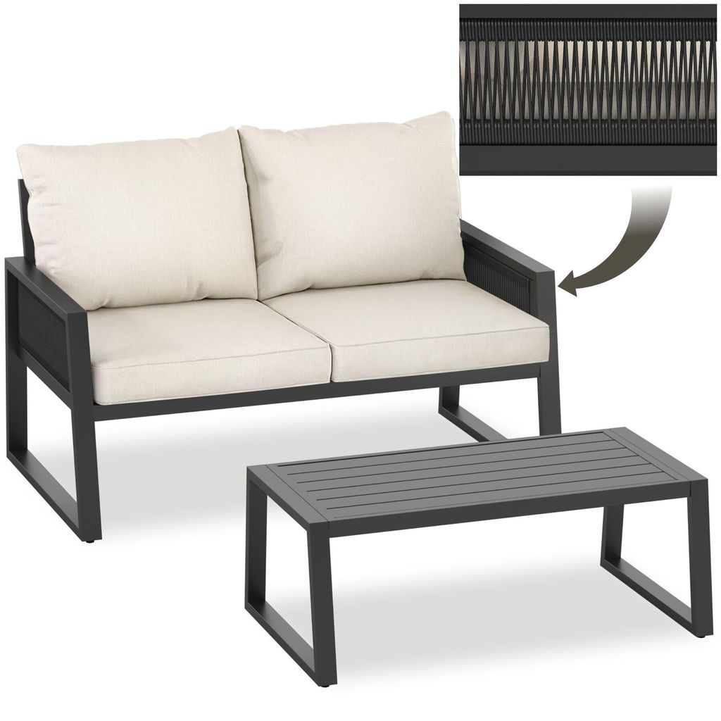 tectake Aluminium Gartenlounge-Set Captive Rope-Design Produktbild 