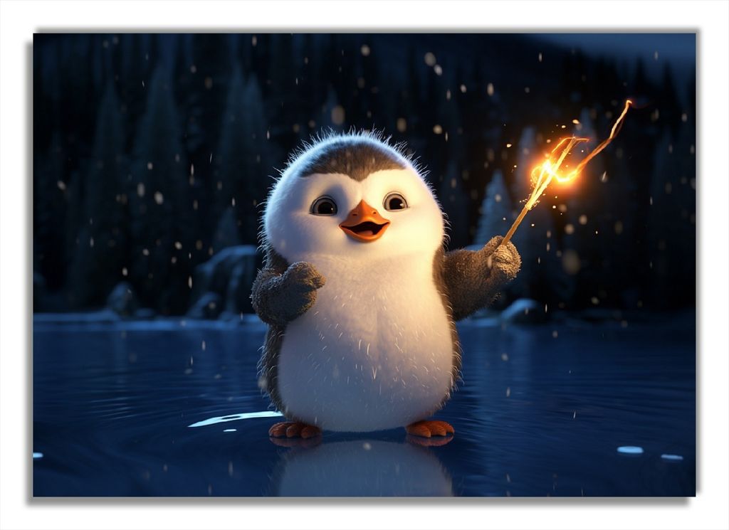 Wallario selbstklebendes Poster - Süßer Pinguin, Größe: 70 x 100 cm