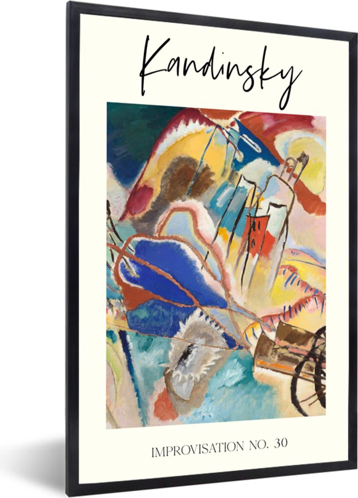 MuchoWow Gerahmtes Poster Improvisation Nr. 30 - Kandinsky - Malerei 40x60 cm - Poster mit Schwarzem Bilderrahmen Wandposter Rahmen Foto Bilder -...