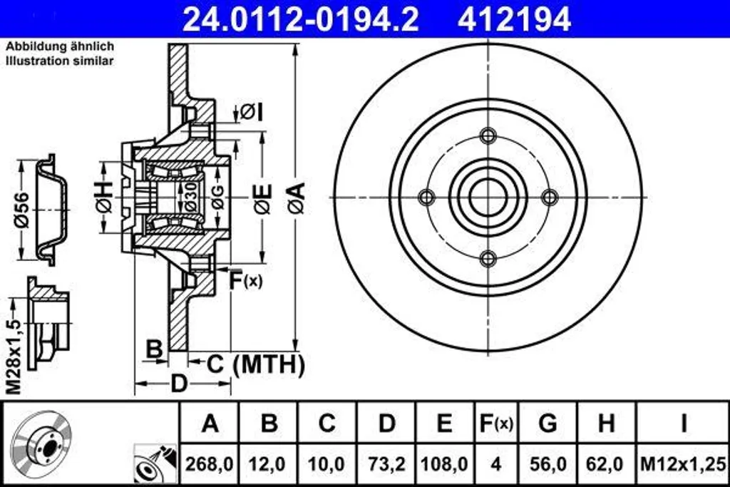 Disque de frein haute teneur en carbone ATE 424945 pour DS5 et 5008 II