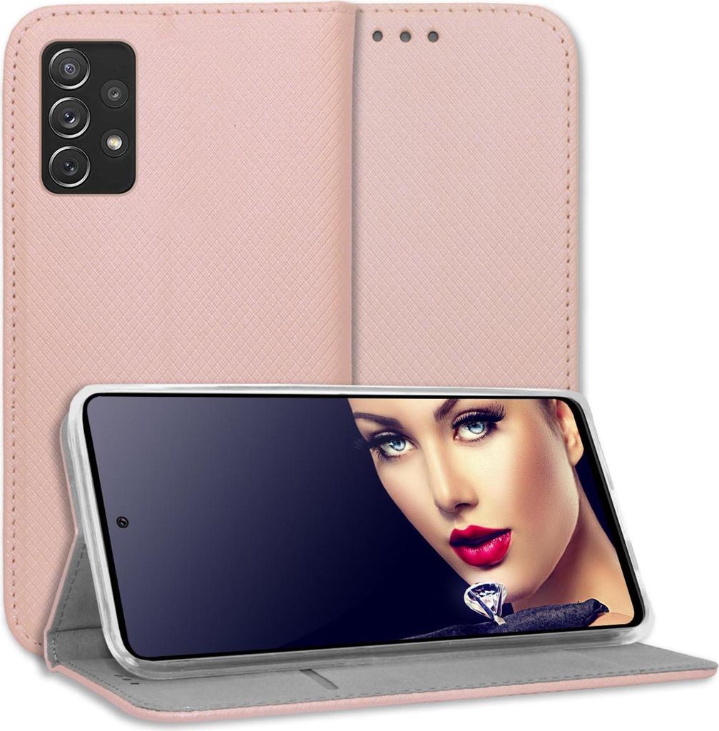 Bookstyle Schutzhülle Klapphülle Schutztasche Etui Cover für Samsung Galaxy A72 5G (6.7'') - Rosegold
