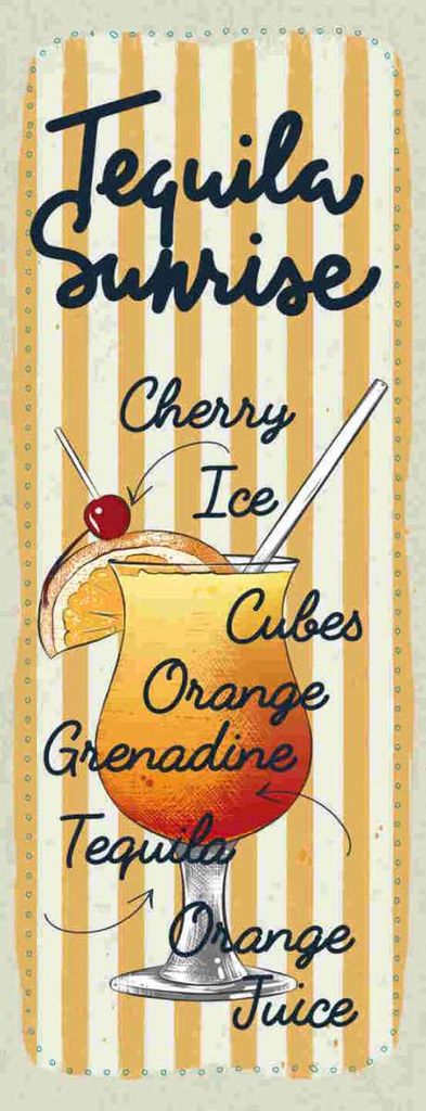 vianmo Holzschild 27x10 cm Tequila Sunrise Cherry Orange Essen Trinken