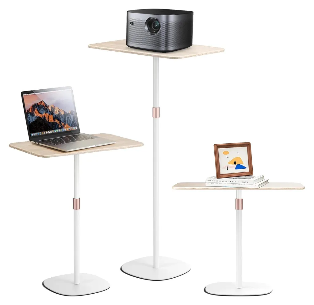 Bureau réglable blanc polyvalent avec plateau en matériau éco-durable