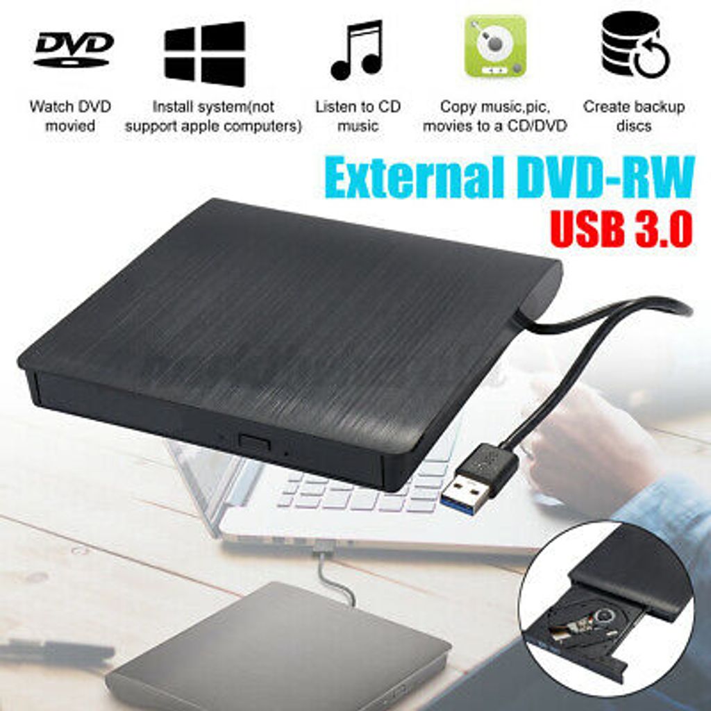 USB3.0Externes CD/DVD Laufwerk Brenner Player mit für Laptop Desktop Notebook DE 