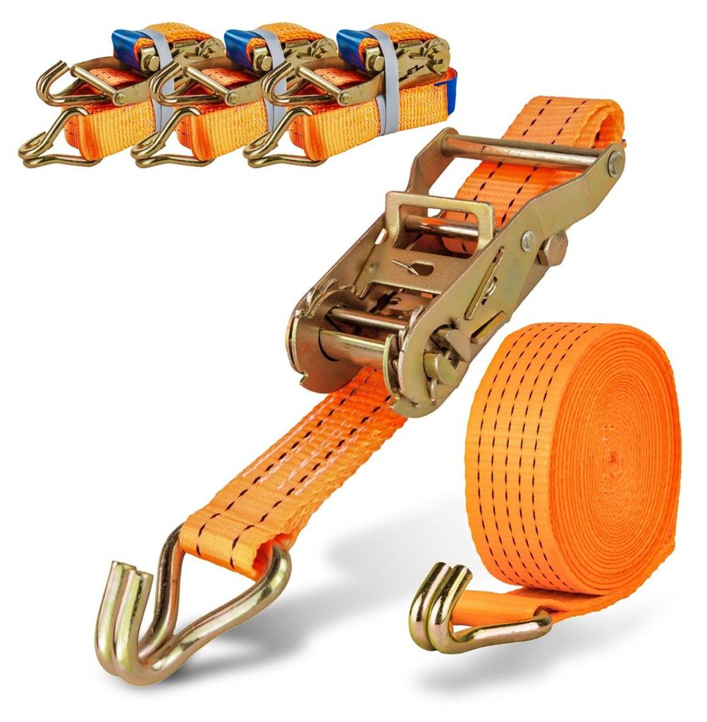 Safetytex Spanngurt 6 Meter 35mm 2000kg zweiteilig Anhänger Zurrgurt orange 4 Stück