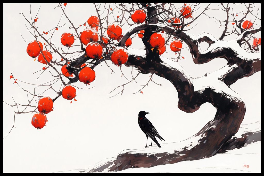 Plakat 86,4x56,8cm Krähe am Baum
