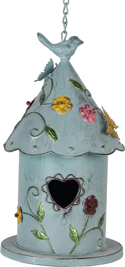 Abri Oiseau Bleu pour Décoration Extérieure et Jardinage 16x19x29 cm