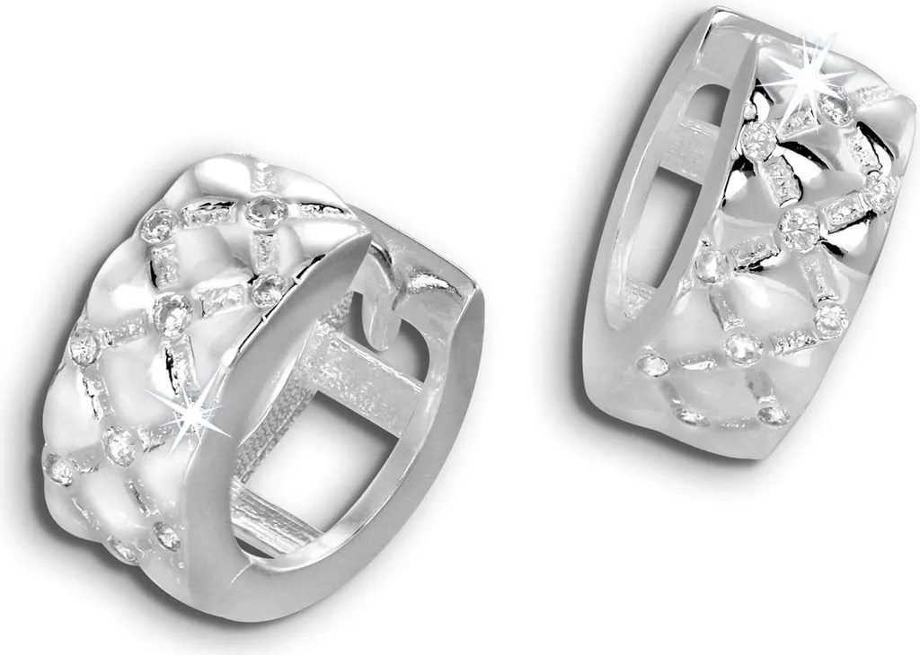 Boucles d'oreilles Créoles Argent et Zircons Blancs pour Femme 15mm Chic