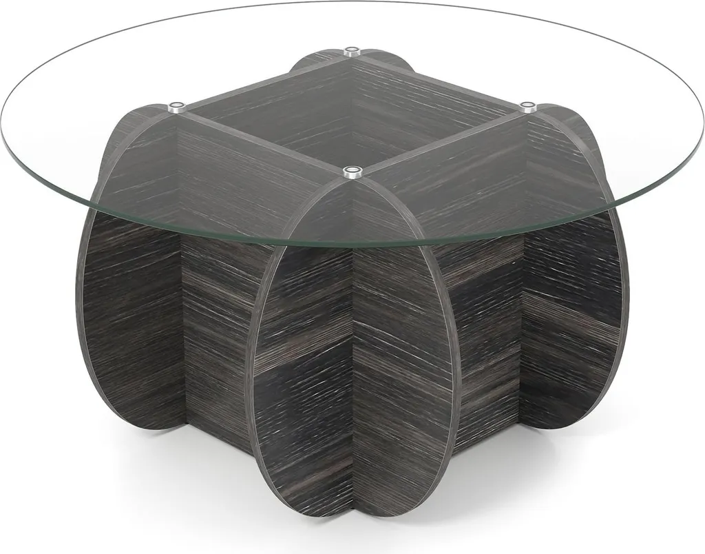 Table basse ronde en verre trempé avec rangement dissimulé - Ø 80 cm