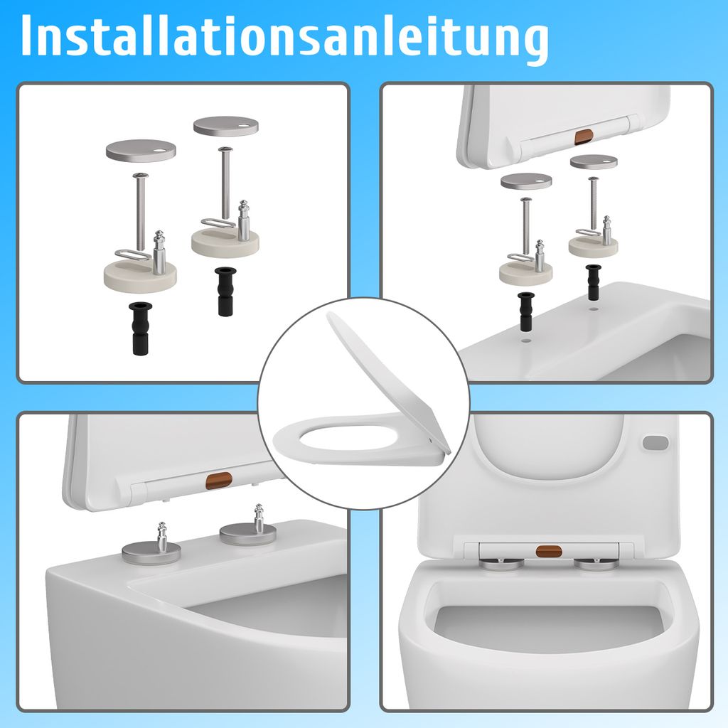 WC-Sitz mit Absenkautomatik D Form Slim Toilettendeckel Produktbild 7