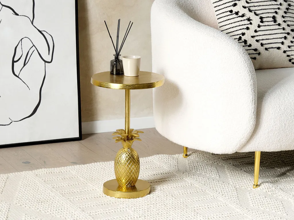 Petite Table d'appoint Dorée Motif Ananas 49 cm pour Salon Design Chic - 2