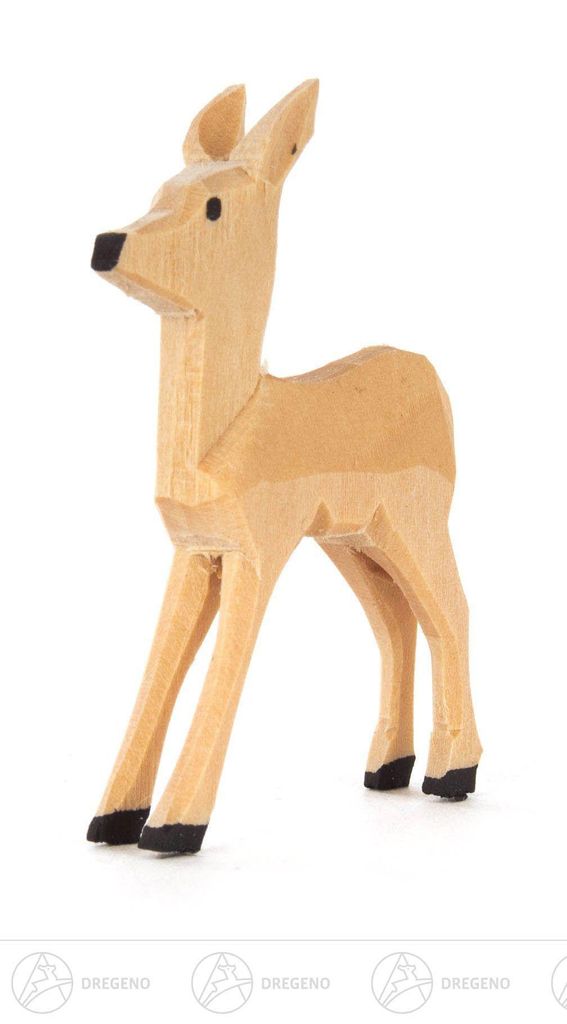 Holztier Reh geschnitzt stehend Höhe = 5cm NEU