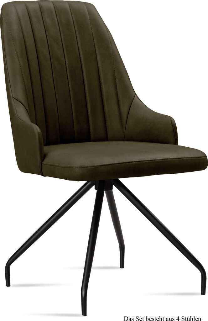 Esszimmerstuhl (4er-Set) Dilara 52x91x60 Schwarz/Khaki
