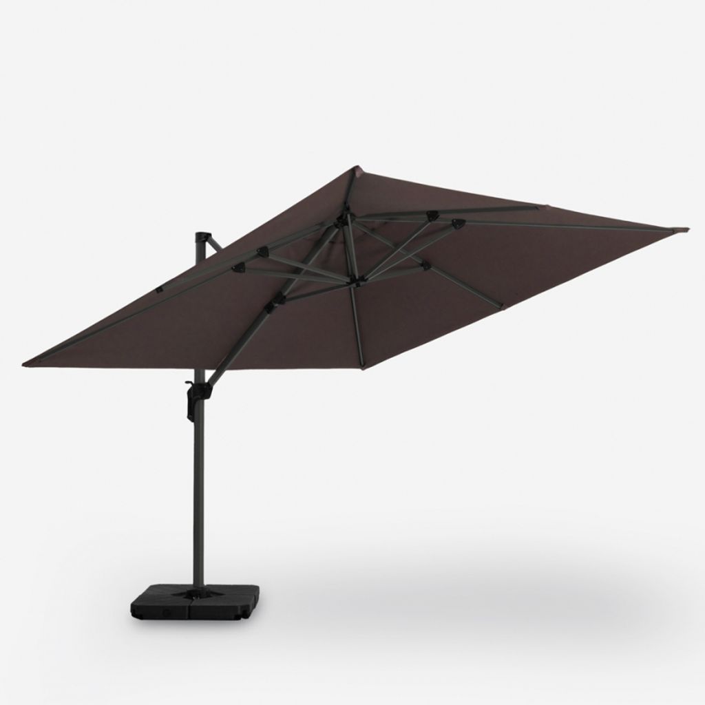 Ampelschirm Sonnenschirm 3x3 braun mit LED Solar Waikiki Light Brown