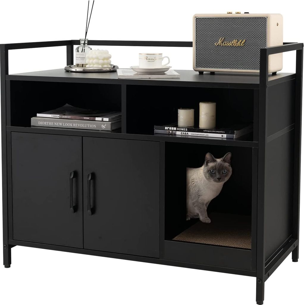 GOPLUS Katzentoilette, Katzenschrank mit Doppeltüren & Produktbild 1