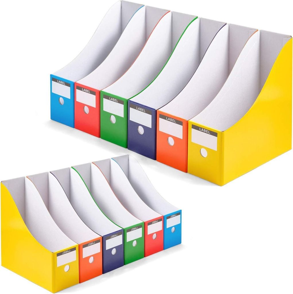 Zeitschriftenablage, Ordnerhalter, Zeitschriftenorganizer, Buchboxen, 12er-Set, mehrfarbig