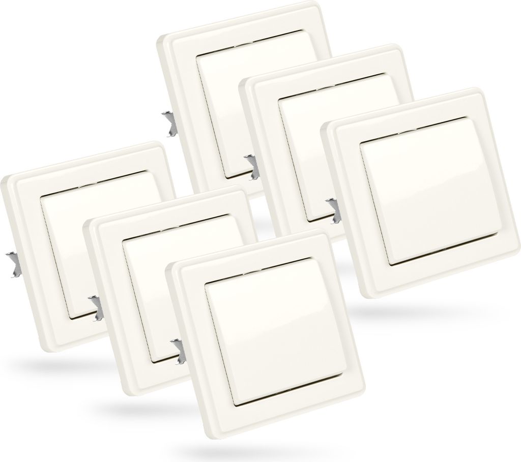 ABSINA Unterputz Kreuzschalter in weiß - 6x Schalter 250V AC, 10A, IP20 - Lichtschalter, Unterputzschalter