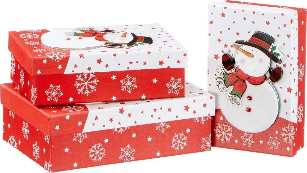 3-tlg. Set Geschenkboxen Weihnachten in 3-D-Optik Produktbild 