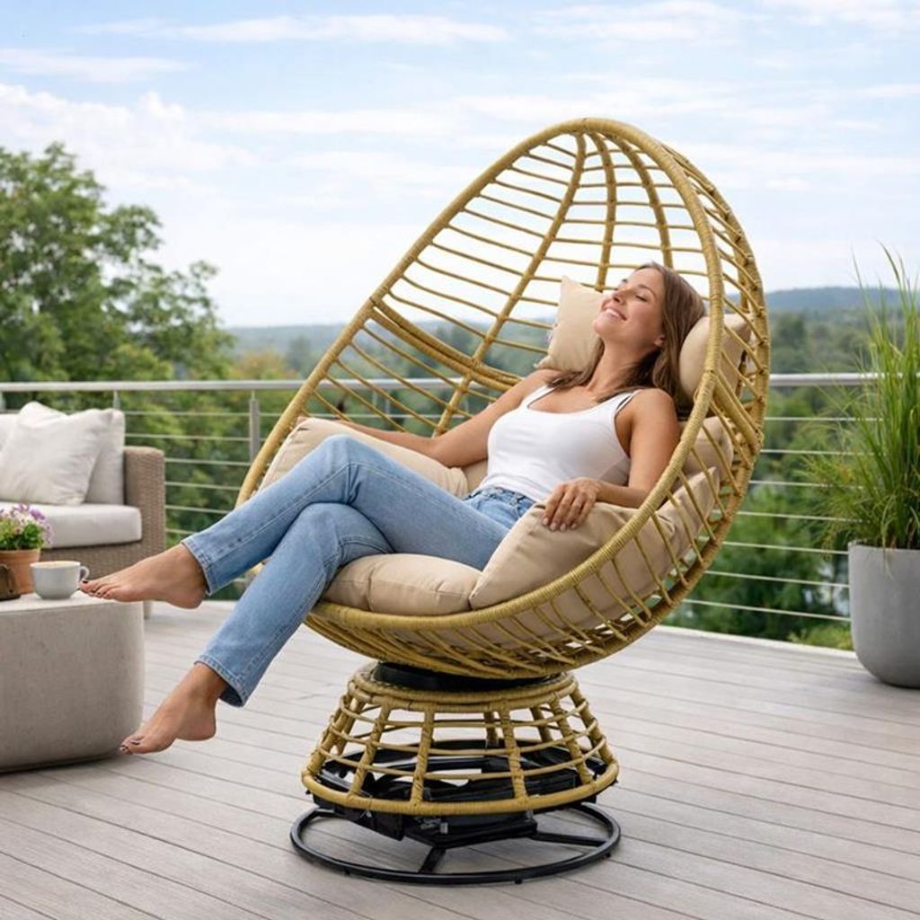 Polyrattan Loungesessel Schwingsessel Rattan Sessel Produktbild 
