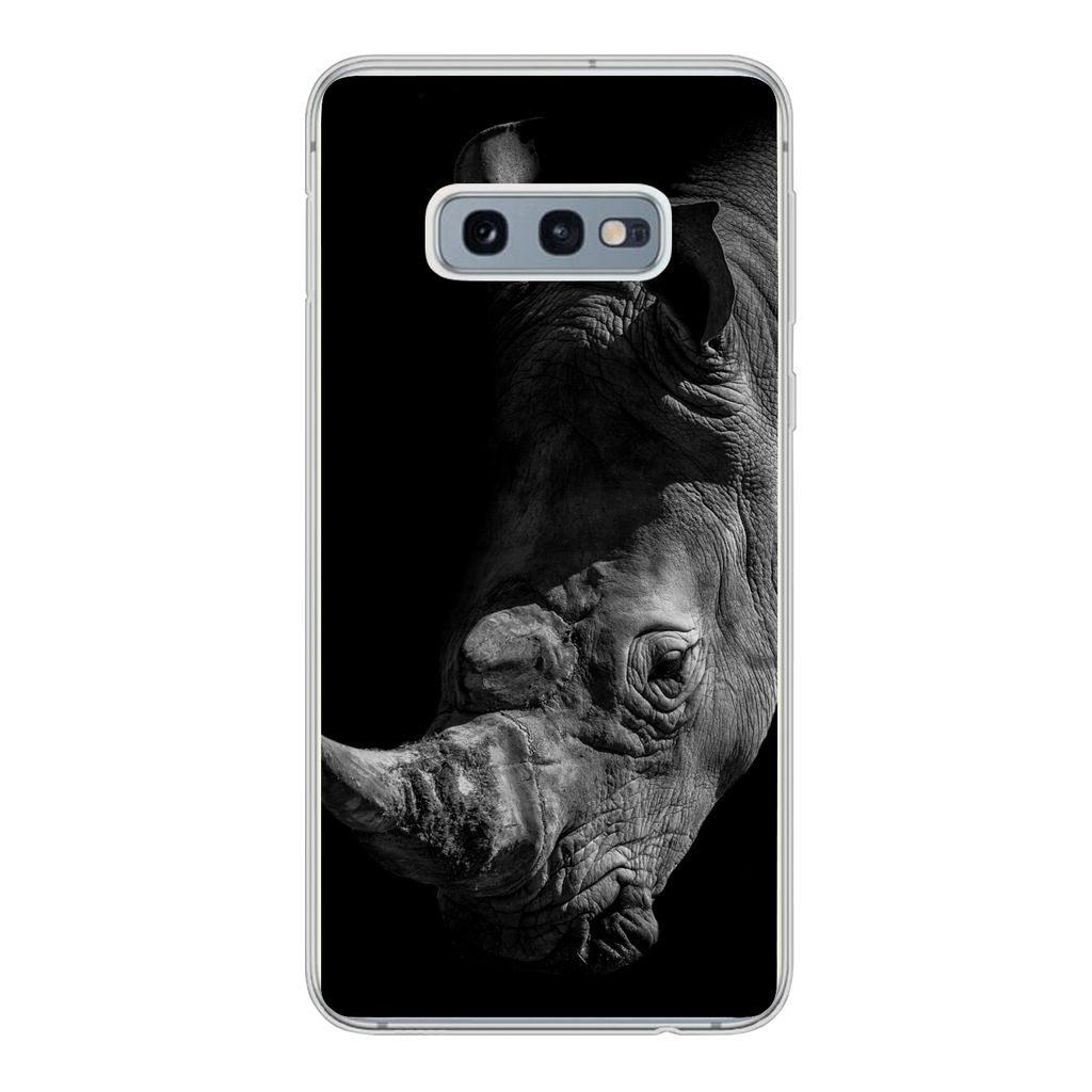 MuchoWow Handyhülle Schutzhülle Hülle für Samsung Galaxy S10e Nashorn - Wildtier - Porträt Silikon Softcase Handy Hülle - Handy