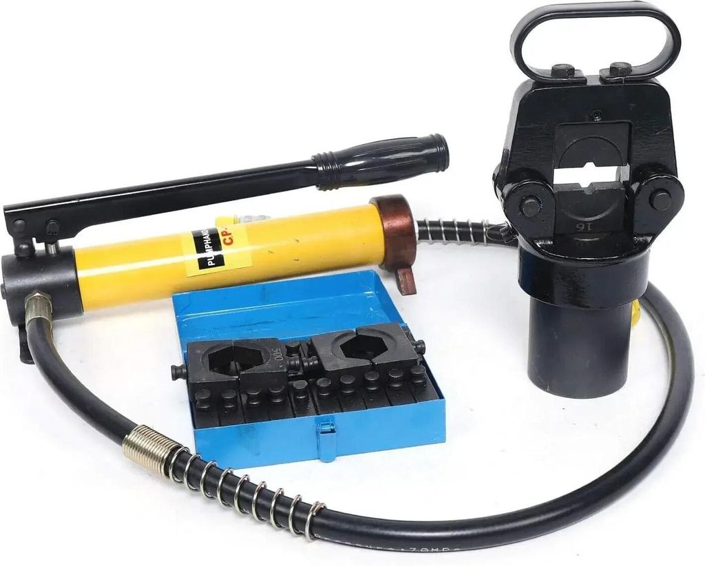 Hydraulische Kabelpresse - Manuelle 15 t Crimpzange - Tragbar - Edelstahlpumpe - Für Kabelschuhe - Gelb