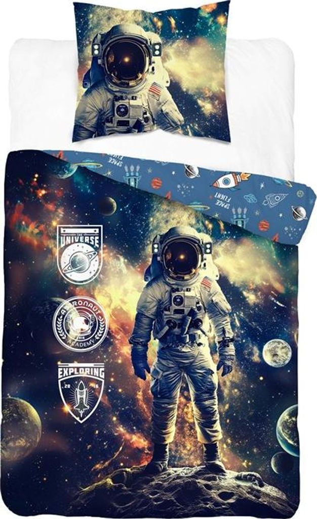 Bettwäsche, Baumwollbettwäsche, Für Kinder 140x200 5869a Kosmonaut