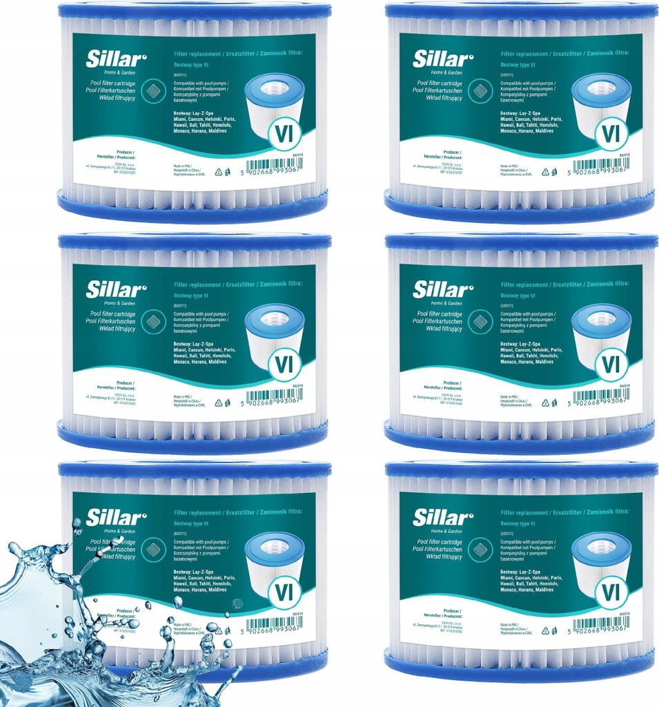 Sillar, 6 ks bazénových filtrov pre filtračné čerpadlo – Obrázok produktu 