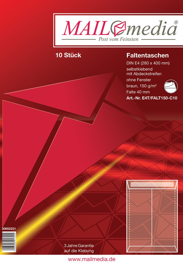 MAILmedia Faltenversandtasche 30002221 E4 hk br 40mm 10St