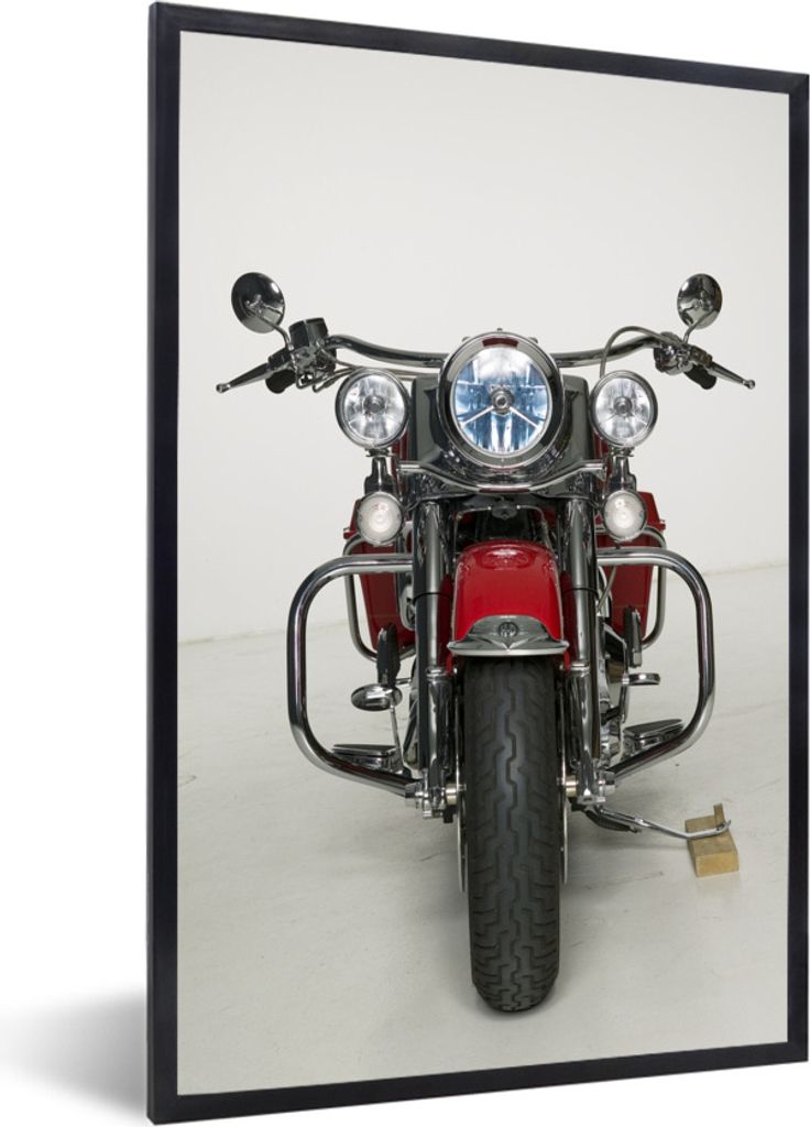 MuchoWow Gerahmtes Poster Rotes Motorrad auf weißem Hintergrund 20x30 cm - Poster mit Schwarzem Bilderrahmen Wandposter Rahmen Foto Bilder - Dru...