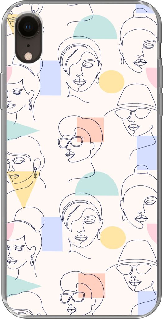 MuchoWow Handyhülle Schutzhülle Hülle für Telefoonhoesje iPhone XR Mädchen - Frauen - Muster - Pastell - Mädchen - Kinder - Kind - Kind Sil...