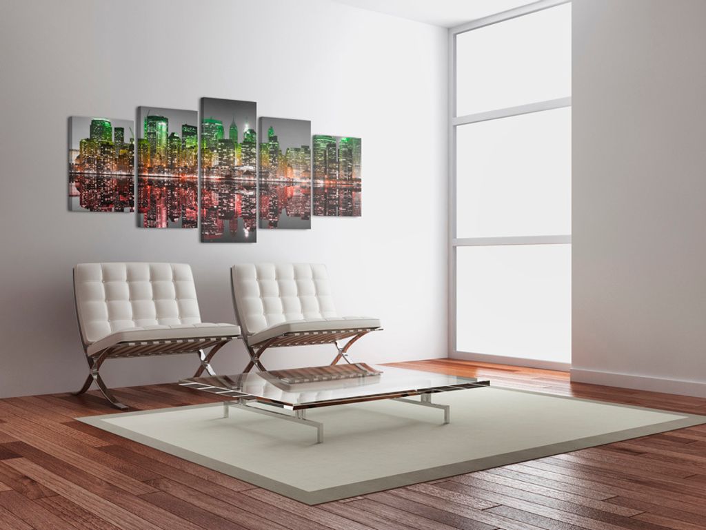 Akustikbild New York 200x100 cm Bilder Akustikschaum Hochleistungsschallabsorber Schallschutz Leinwand 5 tlg Wandbild Raumakustik Schalldämmung 03...