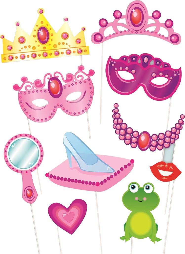 Unique Party Fotoshooting-Requisiten, Prinzessinnen-Design, 10 Stück SG11302 (Einheitsgröße) (Bunt)