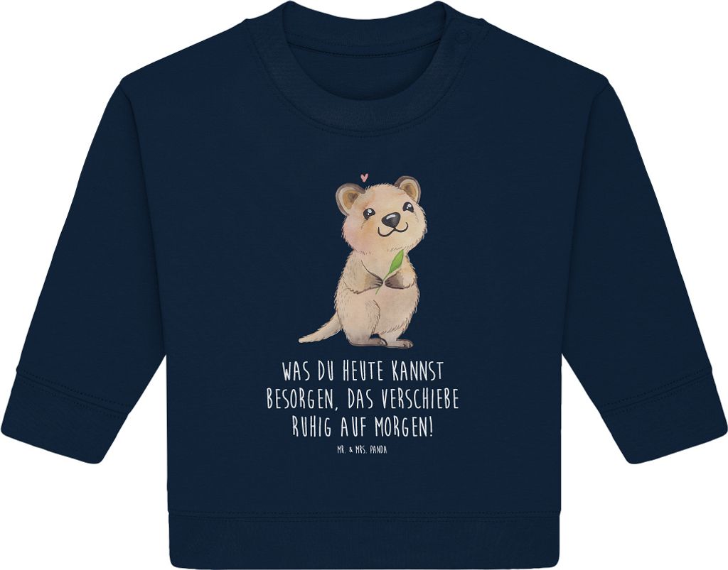 Mr. & Mrs. Panda Organic Baby Pullover Quokka Happy 24. - 36. Monat - French Navy - Geschenk, Lustiger Spruch, Dinge Erledigen, Niedliches Tier, Bu...