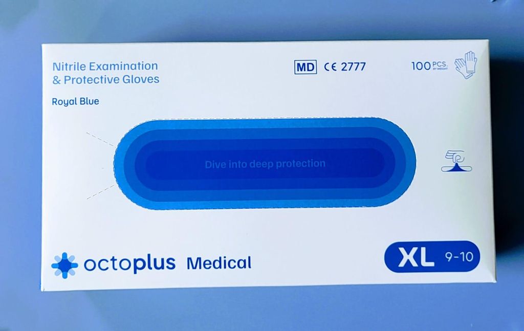 Rukavice Nitrilové rukavice modré OCTOPLUS 100 ks – Obrázek produktu 