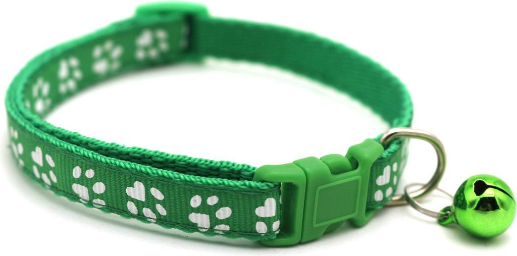 Haustierhalsband, niedlich, reflektierend, verstellbare Sicherheitsschnalle, bequem, für Hunde und Katzen, mit Glöckchen, dunkelgrün