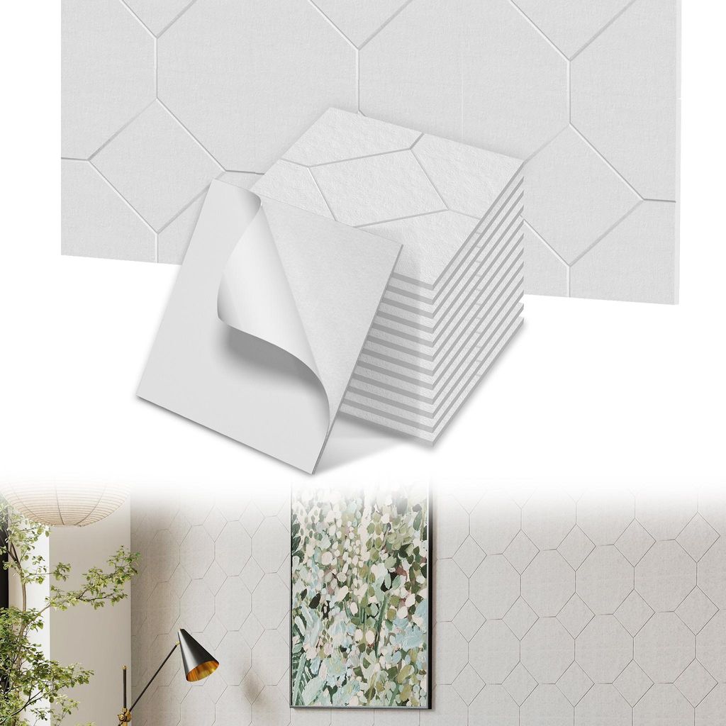 UISEBRT 12x Akustikplatten 30x30cm Rhombus Weiß, Schallschutz Wandpaneele, Hochdichte Schalldämmung, Schallabsorber für Heimkino Studio Büro